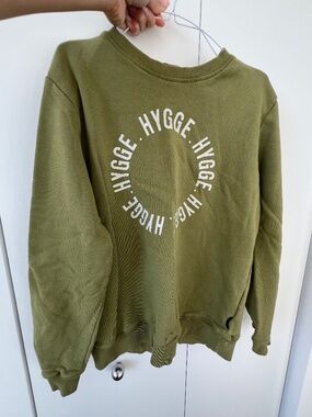 Danish Hygge Olive Green Sweatshirt Scandinavian Cozy Minimalist Pullover